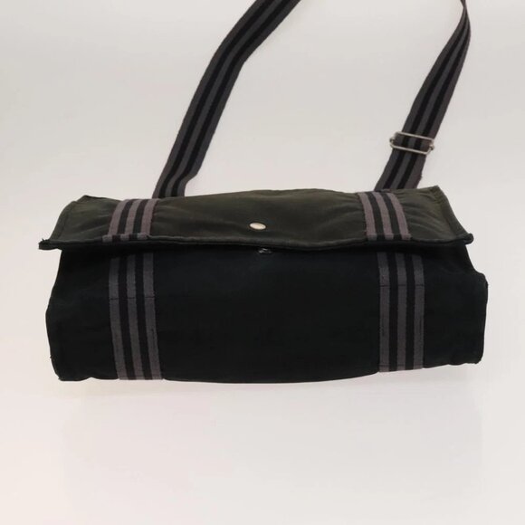 HERMES Fourre Tout Bassas MM Shoulder Bag Canvas Black Auth - Picture 10 of 14